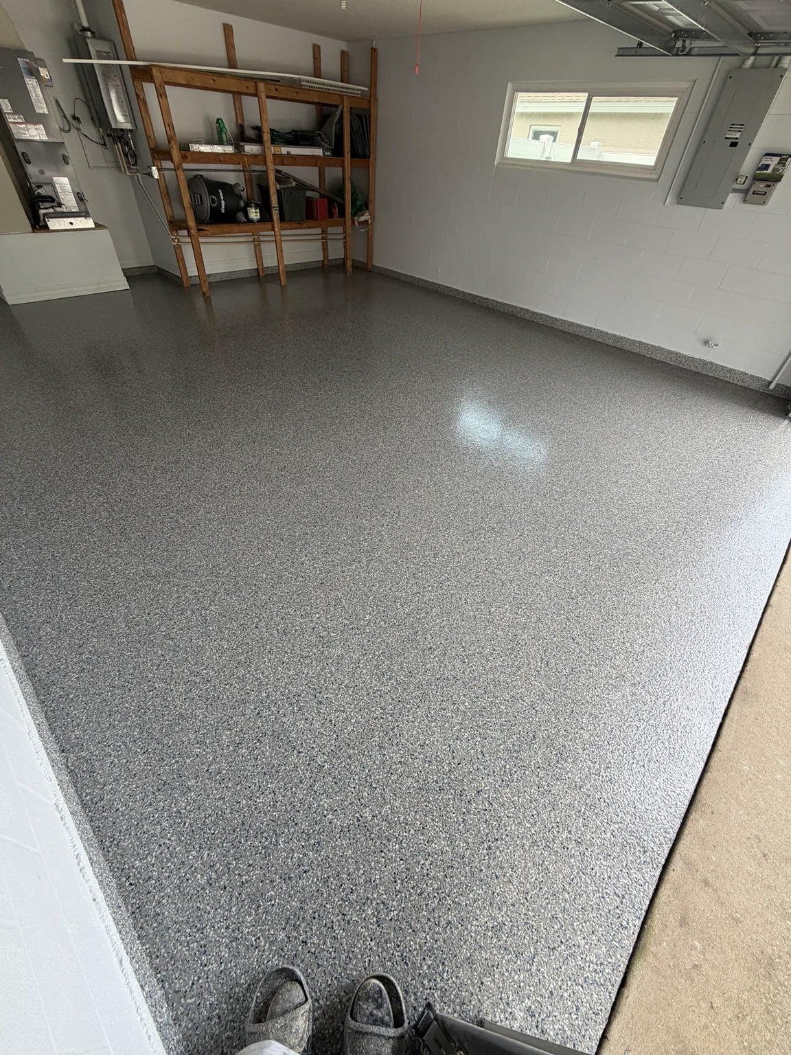 Clean gray full flake garage floor coating in Central Florida
